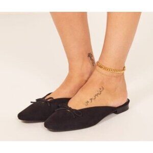 Reformation Black Suede Bow Loafers Women’s Size 5.5 Square Toe Slip-On